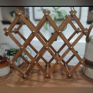 VINTAGE 1970's Accordion Wood Wine Rack